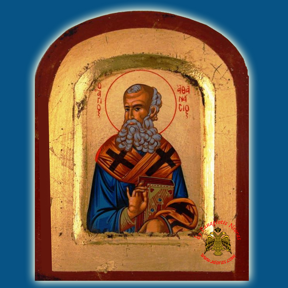 Saint Athanasios the Great Byzantine on Canvas Icon